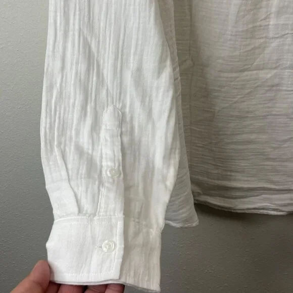 GAP White XXL Long-Sleeve Button-Up Shirt With Front Pockets For Women - Picture 8 of 12